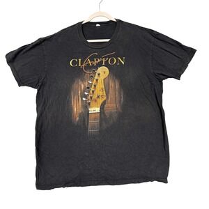 Clapton Shirt Mens 2XL Black Guitar Headstock Graphic Band Tee Rock Music
